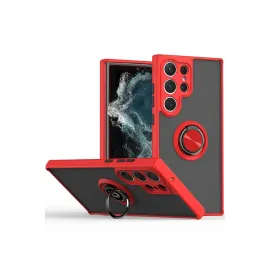 Newface Samsung Galaxy S25 Ultra Kılıf Montreal Yüzüklü Silikon Kapak - Kırmızı