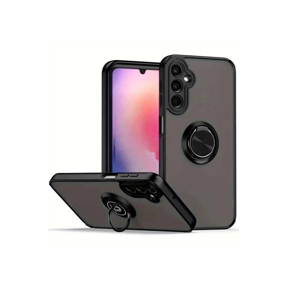 Newface Samsung Galaxy A56 Kılıf Montreal Yüzüklü Silikon Kapak - Siyah
