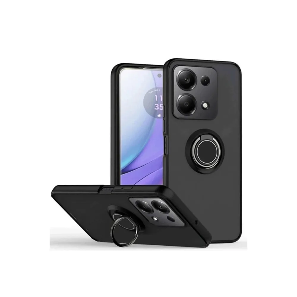 Newface Xiaomi Redmi Note 13 Pro 5G Kılıf Montreal Yüzüklü Silikon Kapak - Siyah