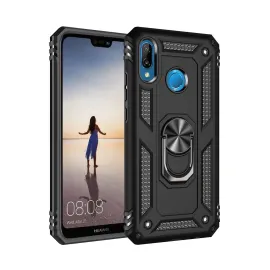 Newface Huawei P20 Lite Kılıf Sofya Yüzüklü Silikon Kapak - Siyah