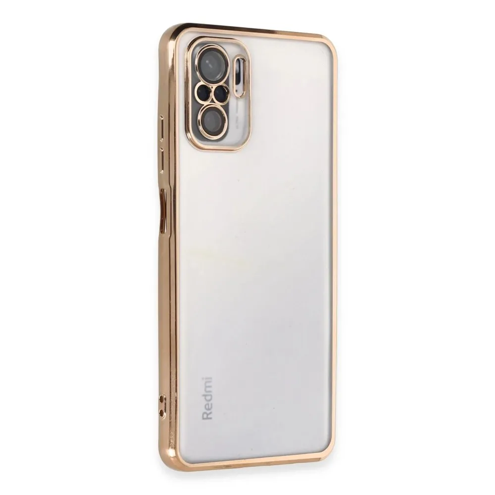 Newface Xiaomi Redmi Note 10 Kılıf Razer Lensli Silikon - Gold