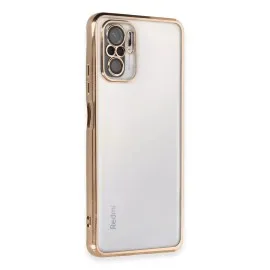 Newface Xiaomi Redmi Note 10 Kılıf Razer Lensli Silikon - Gold