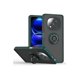 Newface Xiaomi Redmi Note 14 Pro 5G Kılıf Montreal Yüzüklü Silikon Kapak - Yeşil