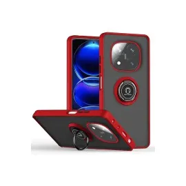 Newface Xiaomi Redmi Note 14 Pro 5G Kılıf Montreal Yüzüklü Silikon Kapak - Kırmızı