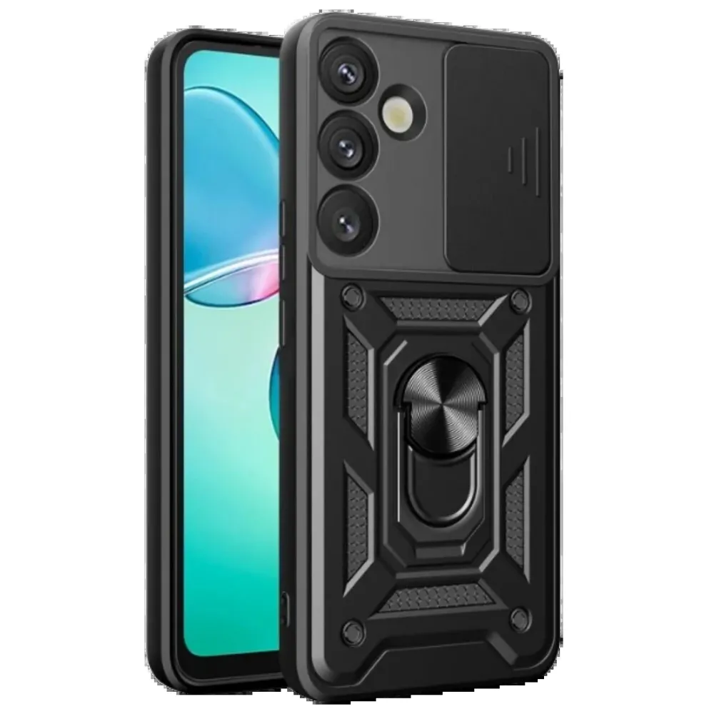 Newface Samsung Galaxy S25 Kılıf Pars Lens Yüzüklü Silikon - Siyah