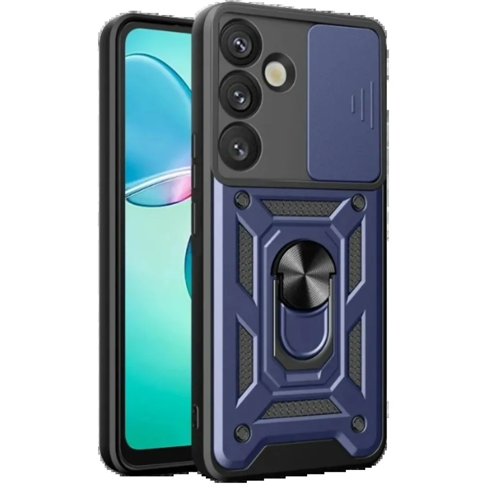 Newface Samsung Galaxy S25 Plus Kılıf Pars Lens Yüzüklü Silikon - Lacivert