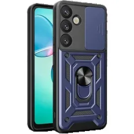 Newface Samsung Galaxy S25 Plus Kılıf Pars Lens Yüzüklü Silikon - Lacivert
