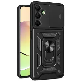 Newface Samsung Galaxy A26 Kılıf Pars Lens Yüzüklü Silikon - Siyah