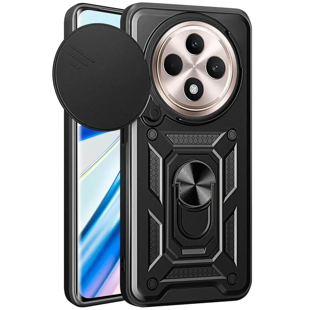 Newface Xiaomi Redmi 14C Kılıf Pars Lens Yüzüklü Silikon - Siyah