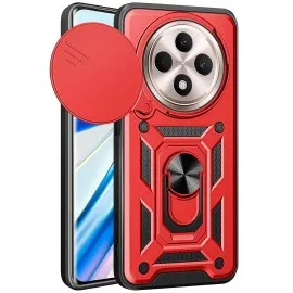 Newface Xiaomi Redmi 14C Kılıf Pars Lens Yüzüklü Silikon - Kırmızı