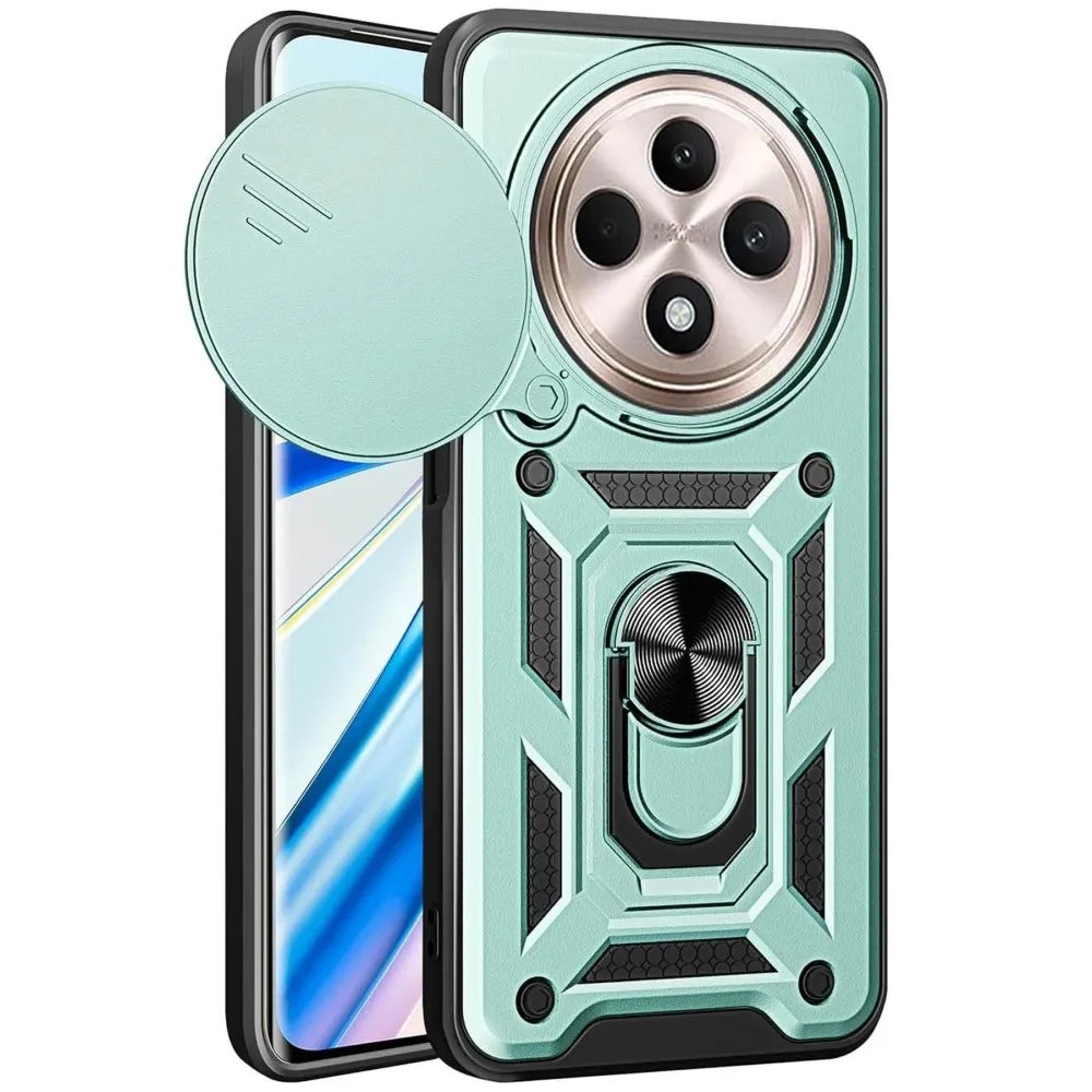 Newface Xiaomi Redmi 14C Kılıf Pars Lens Yüzüklü Silikon - Yeşil