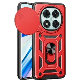 Newface Xiaomi Redmi Note 14 Pro 4G Kılıf Pars Lens Yüzüklü Silikon - Kırmızı