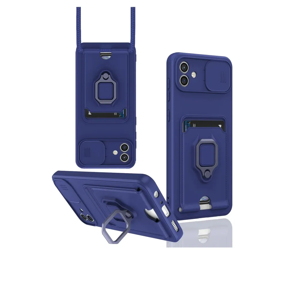 Newface Samsung Galaxy A06 Kılıf Zuma Kartvizitli Yüzüklü Silikon - Lacivert