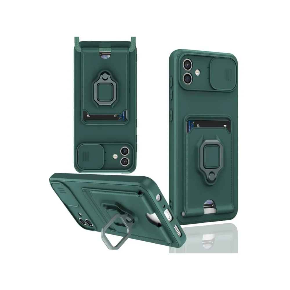 Newface Samsung Galaxy A06 Kılıf Zuma Kartvizitli Yüzüklü Silikon - Yeşil