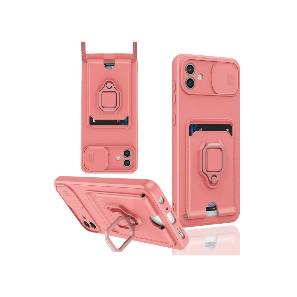 Newface Samsung Galaxy A06 Kılıf Zuma Kartvizitli Yüzüklü Silikon - Pembe