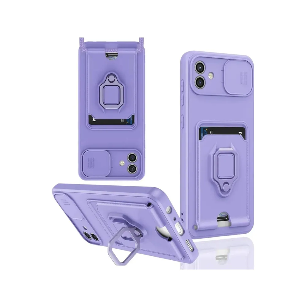 Newface Samsung Galaxy A06 Kılıf Zuma Kartvizitli Yüzüklü Silikon - Lila