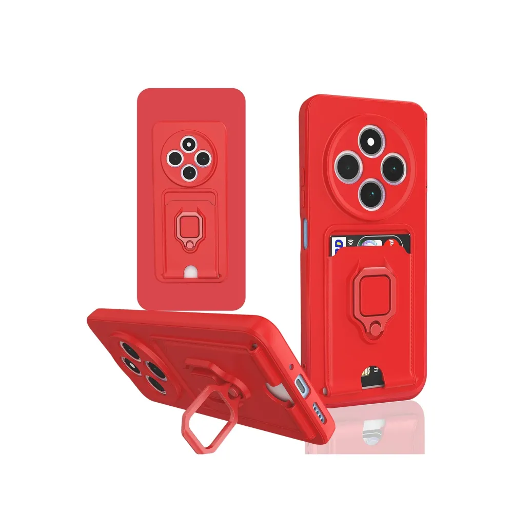 Newface Xiaomi Redmi 14C Kılıf Zuma Kartvizitli Yüzüklü Silikon - Kırmızı