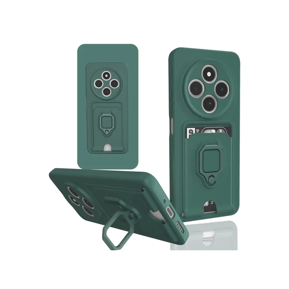 Newface Xiaomi Redmi 14C Kılıf Zuma Kartvizitli Yüzüklü Silikon - Yeşil