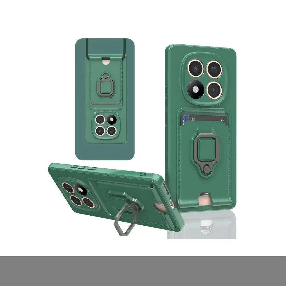 Newface Xiaomi Redmi Note 14 Pro 4G Kılıf Zuma Kartvizitli Yüzüklü Silikon - Yeşil