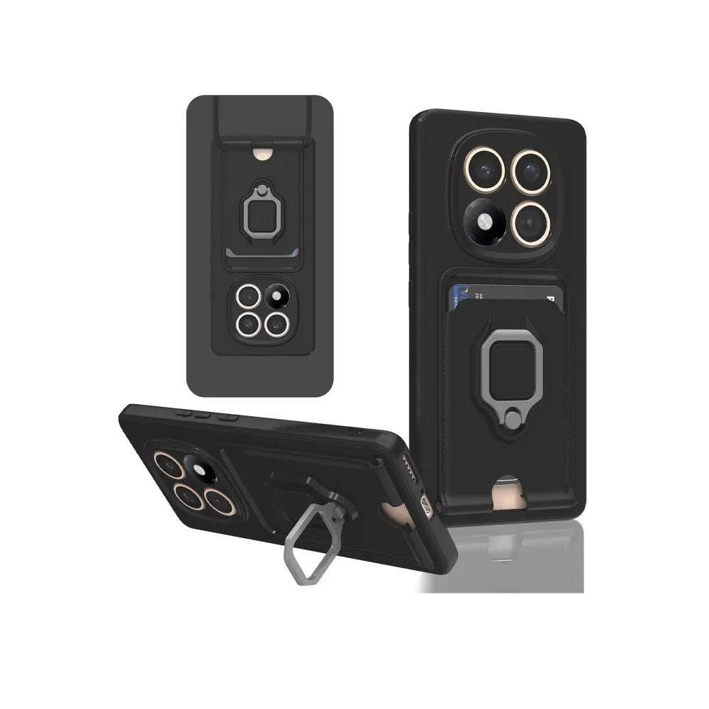 Newface Xiaomi Redmi Note 14 Pro 5G Kılıf Zuma Kartvizitli Yüzüklü Silikon - Siyah