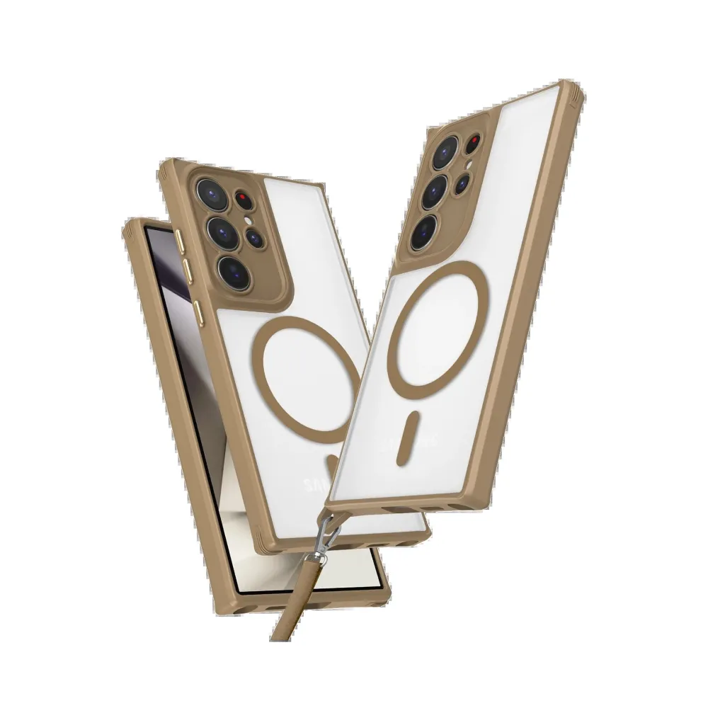 Newface Samsung Galaxy S24 Ultra Kılıf Enka Magsafe Silikon Kılıf - Desert