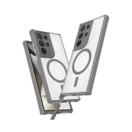 Newface Samsung Galaxy S24 Ultra Kılıf Enka Magsafe Silikon Kılıf - Titan Gri