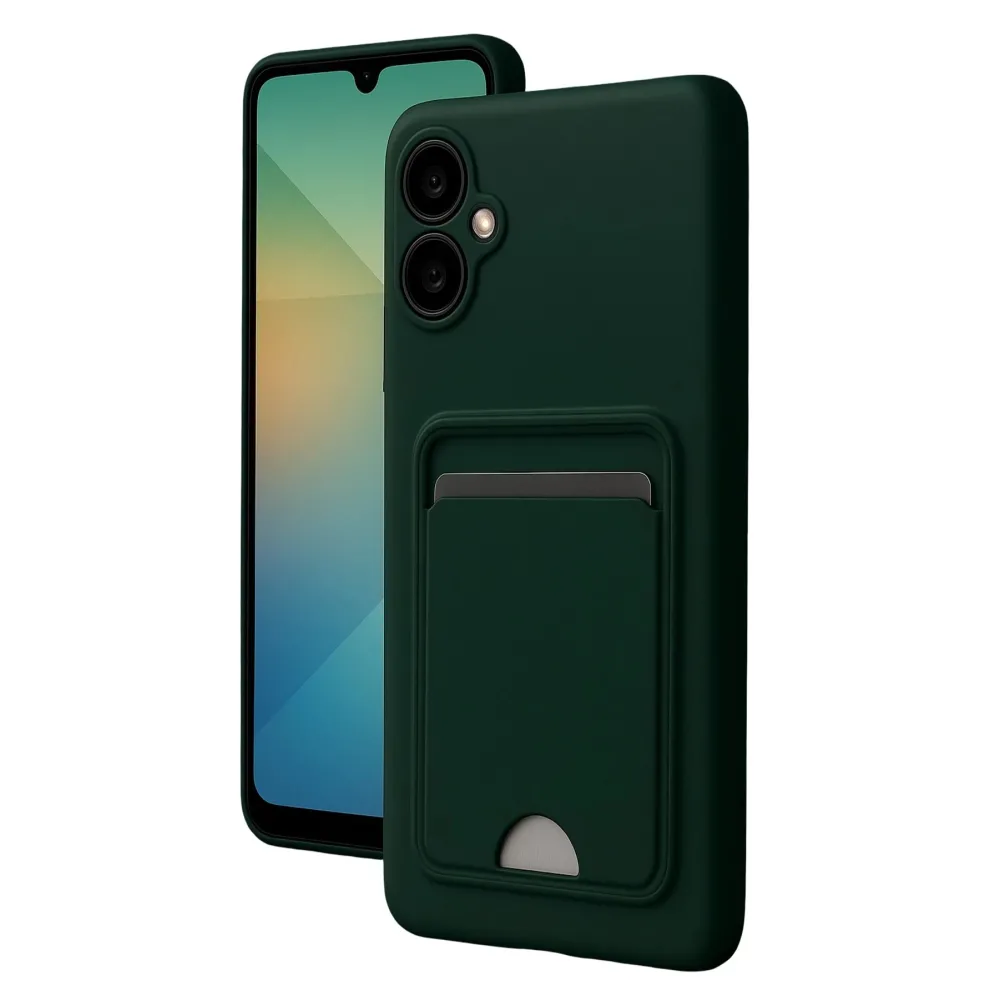 Newface Samsung Galaxy A06 Kılıf Kelvin Kartvizitli Silikon - Koyu Yeşil