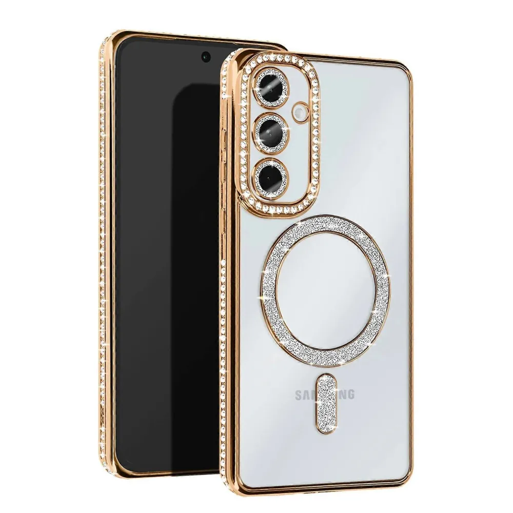 Newface Samsung Galaxy S25 Plus Kılıf Joke Simli Magneticsafe Kılıf - Gold