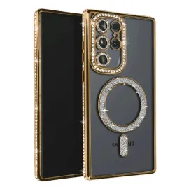 Newface Samsung Galaxy S25 Ultra Kılıf Joke Simli Magneticsafe Kılıf - Gold