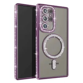 Newface Samsung Galaxy S25 Ultra Kılıf Joke Simli Magneticsafe Kılıf - Derin Mor