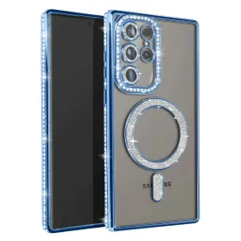 Newface Samsung Galaxy S25 Ultra Kılıf Joke Simli Magneticsafe Kılıf - Mavi