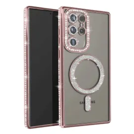 Newface Samsung Galaxy S25 Ultra Kılıf Joke Simli Magneticsafe Kılıf - Pembe