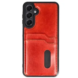 Newface Samsung Galaxy A26 Kılıf Sara Kartvizitli Deri Kılıf - Kırmızı