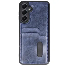 Newface Samsung Galaxy A36 Kılıf Sara Kartvizitli Deri Kılıf - Lacivert