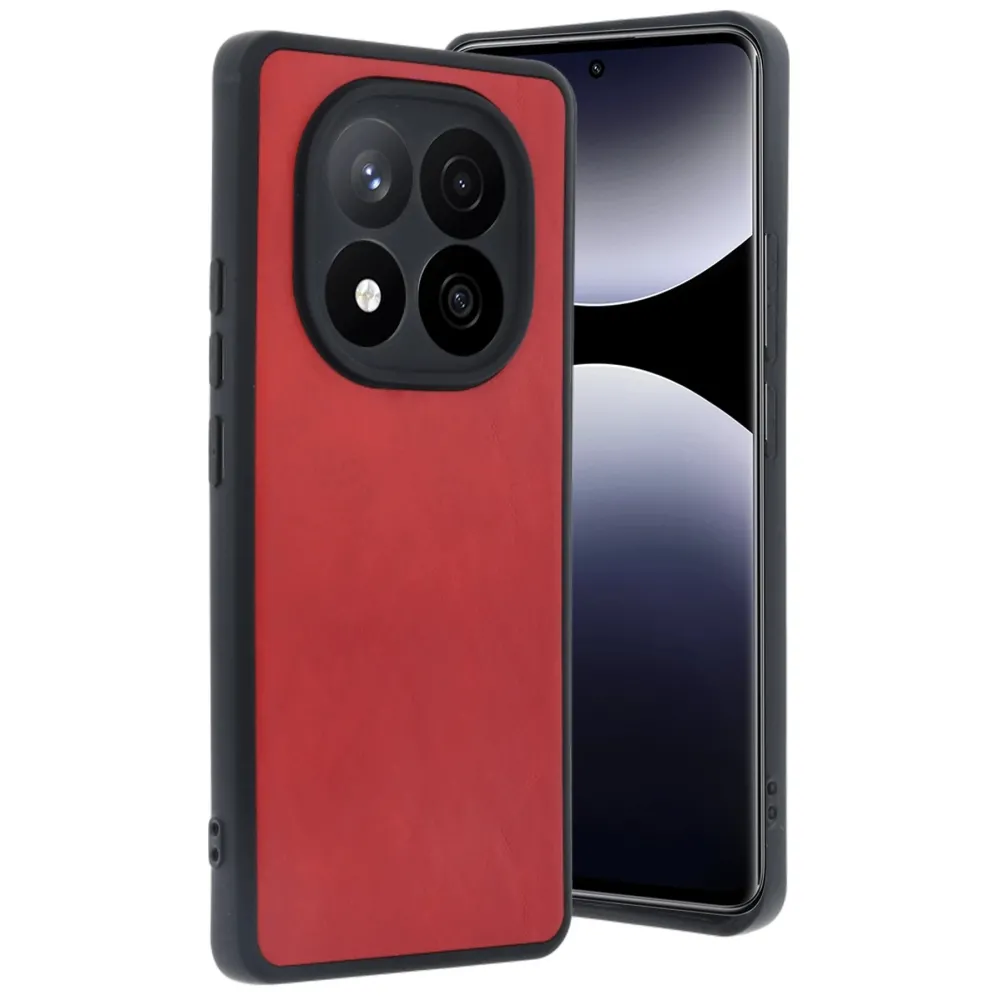 Newface Xiaomi Redmi Note 14 Pro 5G Kılıf Aras Deri Kapak - Kırmızı