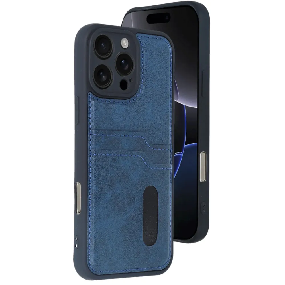 Newface Iphone 16 Pro Kılıf Sara Kartvizitli Deri Kılıf - Lacivert