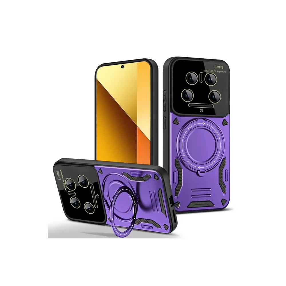 Newface Xiaomi Mi 14 Ultra Kılıf Joy Lens Standlı Kapak - Mor