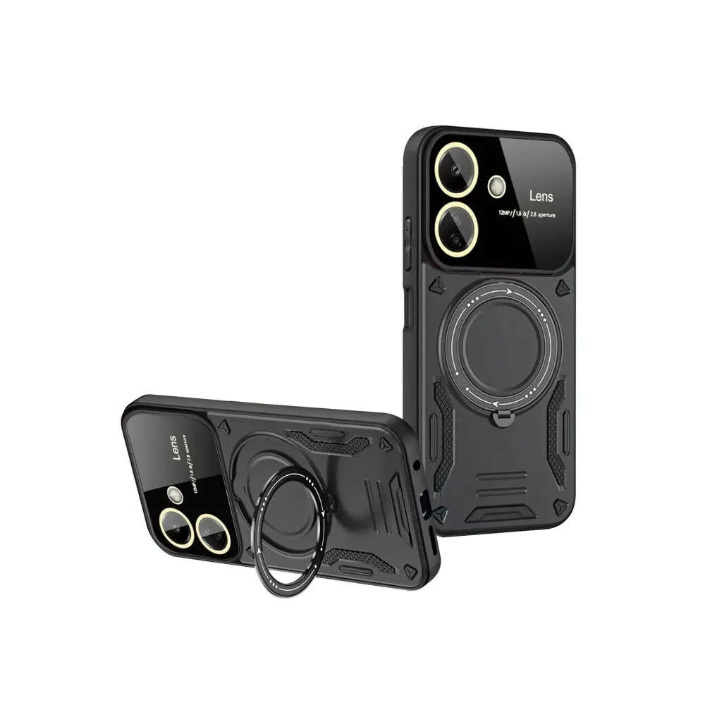 Newface Xiaomi Redmi 13C Kılıf Joy Lens Standlı Kapak - Siyah