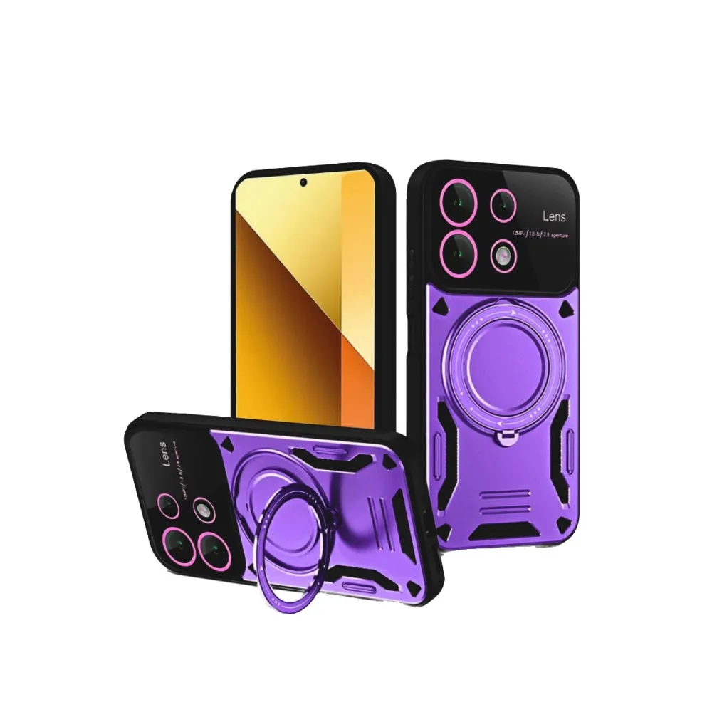 Newface Xiaomi Redmi Note 13 4G Kılıf Joy Lens Standlı Kapak - Mor