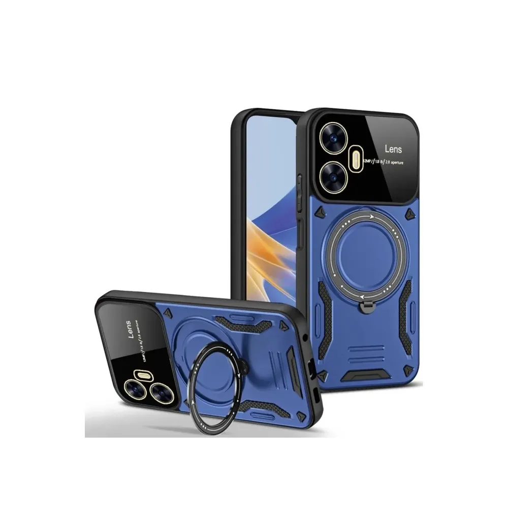 Newface Realme C55 Kılıf Joy Lens Standlı Kapak - Lacivert