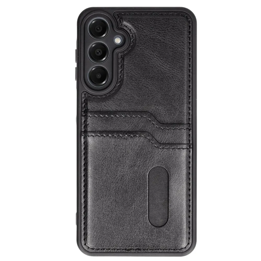 Newface Samsung Galaxy A15 4G Kılıf Sara Kartvizitli Deri Kılıf - Siyah