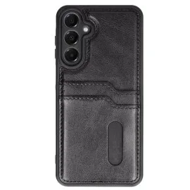 Newface Samsung Galaxy A15 4G Kılıf Sara Kartvizitli Deri Kılıf - Siyah