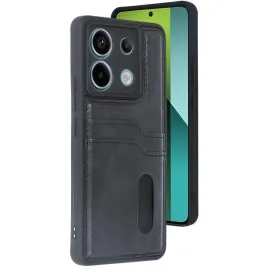 Newface Xiaomi Redmi Note 13 Pro 5G Kılıf Sara Kartvizitli Deri Kılıf - Siyah