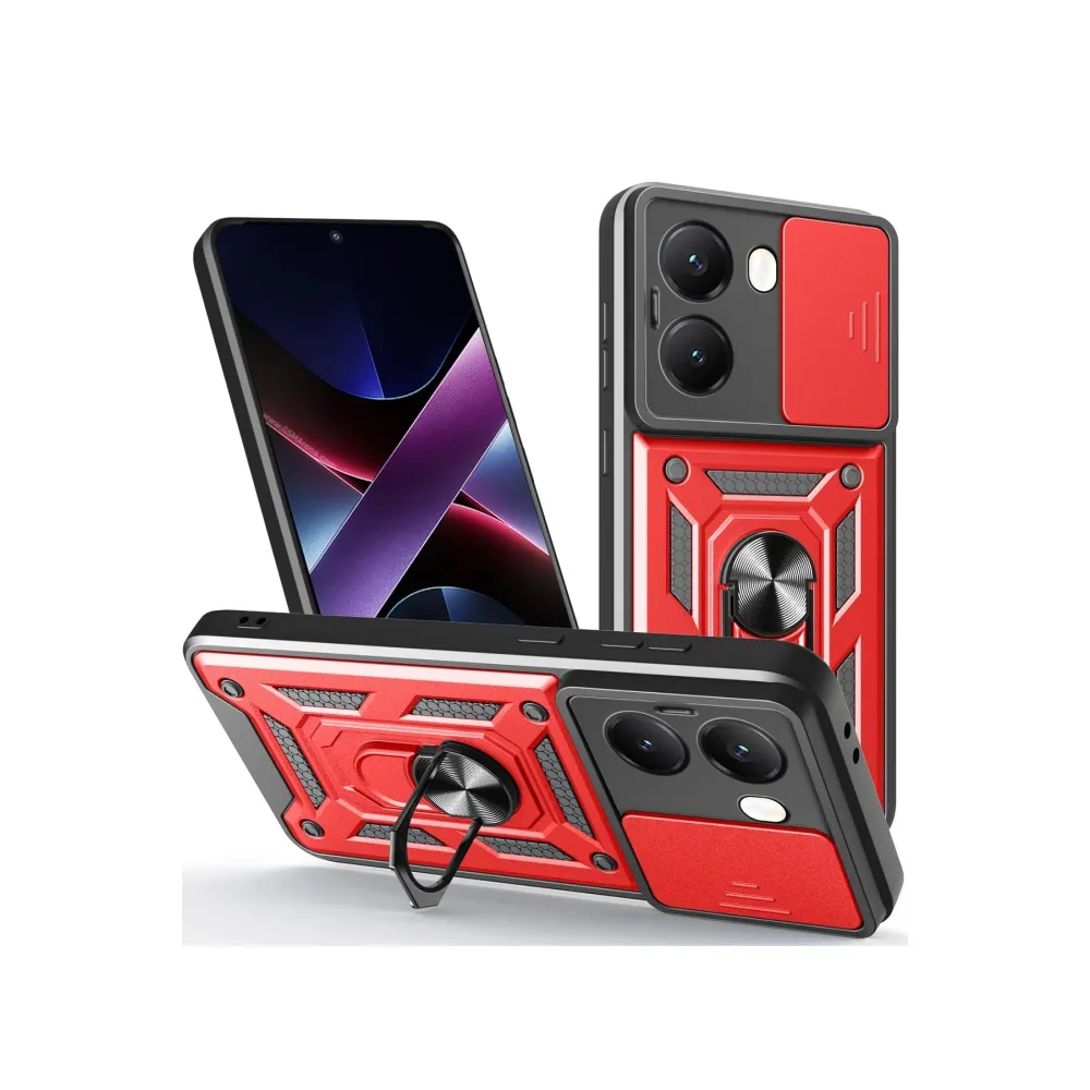 Newface Xiaomi Poco X7 Pro Kılıf Pars Lens Yüzüklü Silikon - Kırmızı