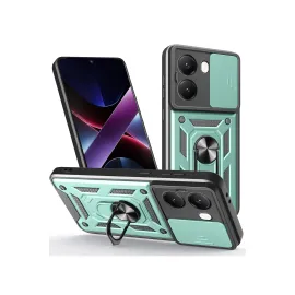 Newface Xiaomi Poco X7 Pro Kılıf Pars Lens Yüzüklü Silikon - Yeşil