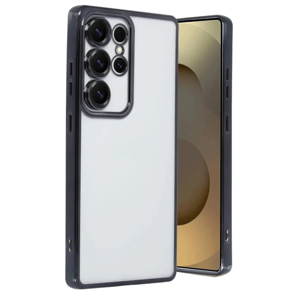 Newface Samsung Galaxy S25 Ultra Kılıf Razer Lensli Silikon - Siyah