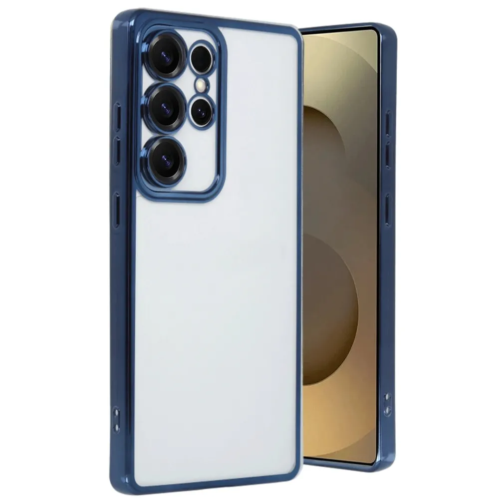 Newface Samsung Galaxy S25 Ultra Kılıf Razer Lensli Silikon - Lacivert