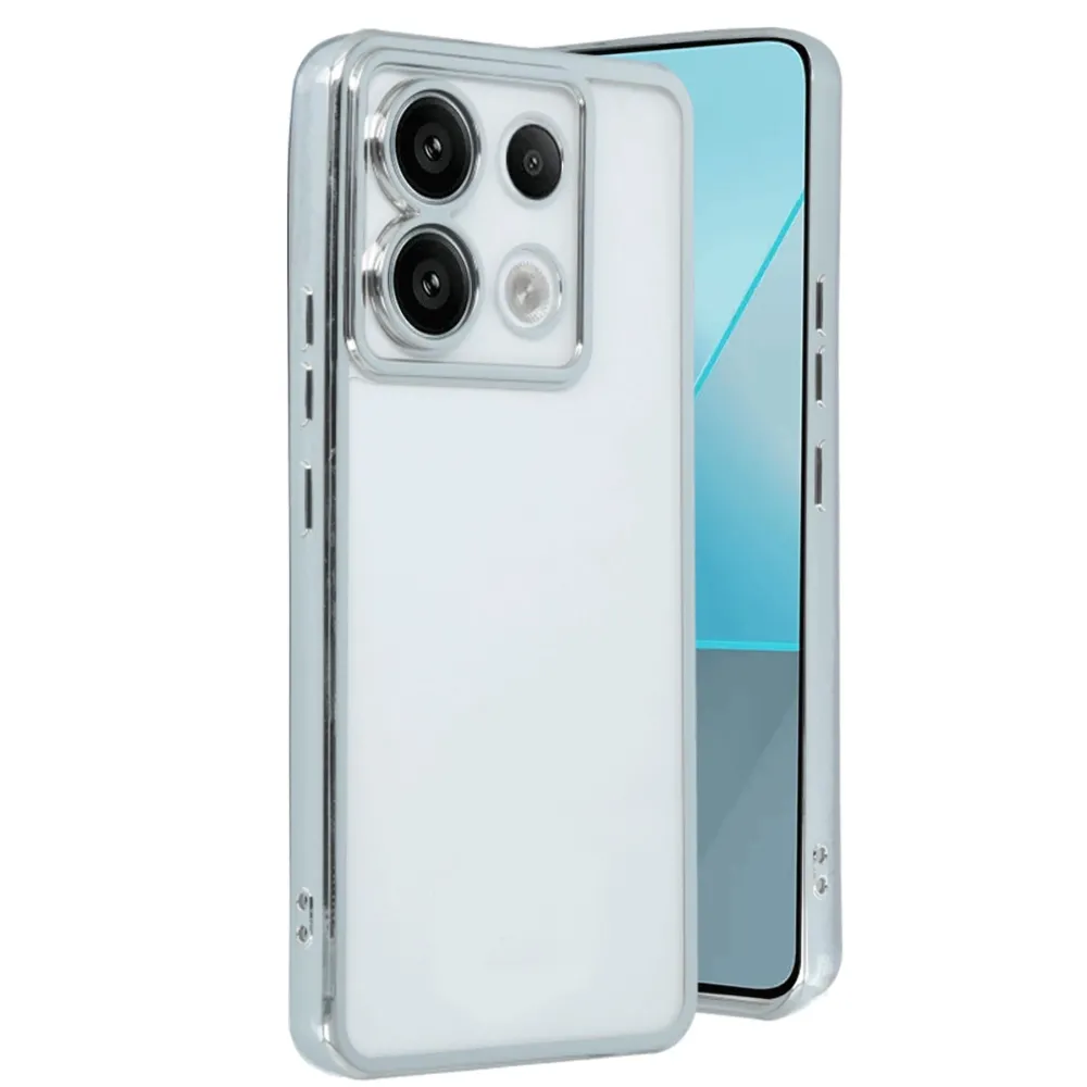 Newface Xiaomi Redmi Note 13 Pro 5G Kılıf Razer Lensli Silikon - Gümüş