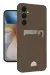 Newface Samsung Galaxy S24 Fe Kılıf Kelvin Kartvizitli Silikon - Kahverengi