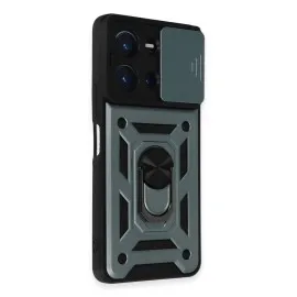 Newface Vivo Y36 Kılıf Pars Lens Yüzüklü Silikon - Yeşil